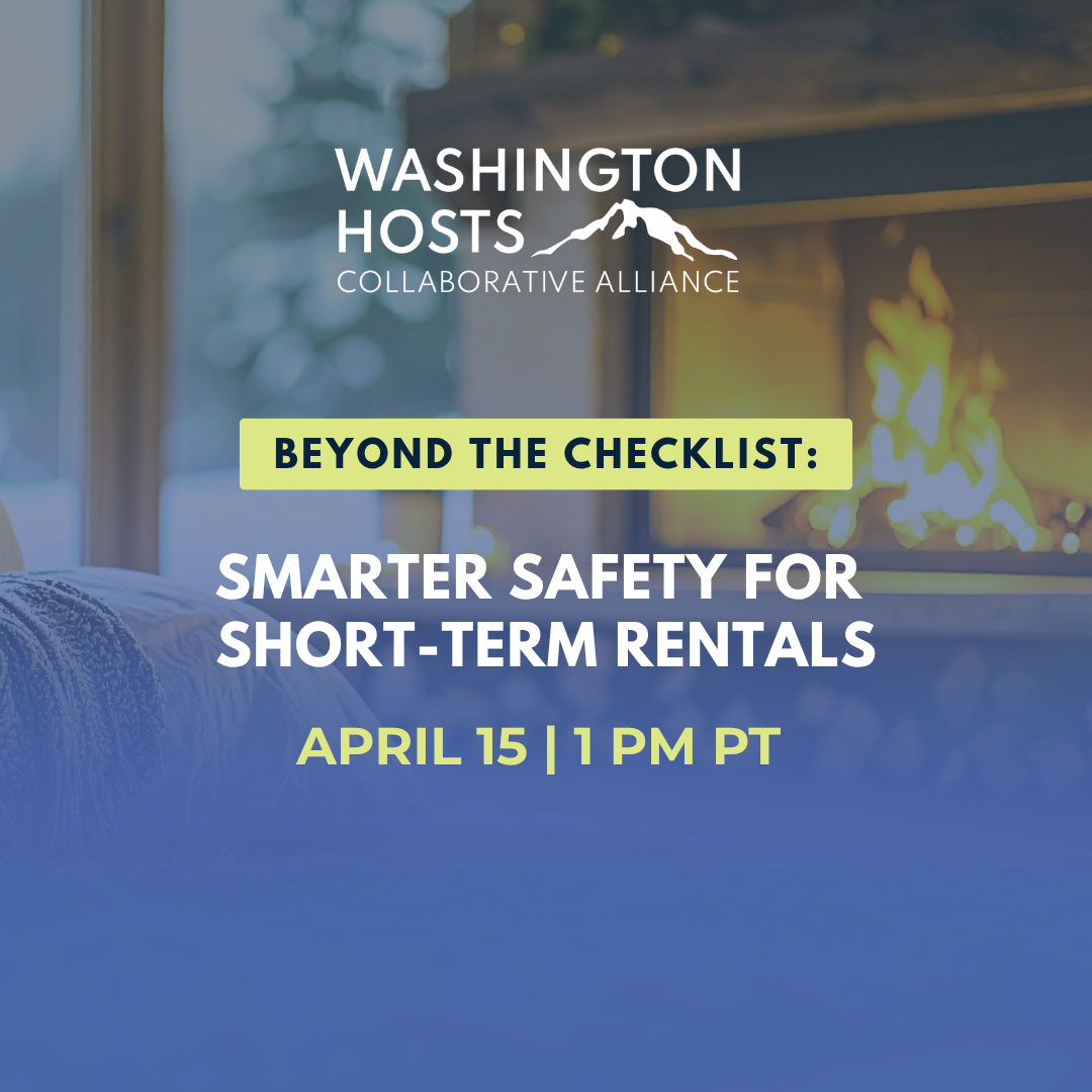 Webinar graphic for ‘Beyond the Checklist: Smarter Safety for Short-Term Rentals’ on April 15 at 1 PM PT